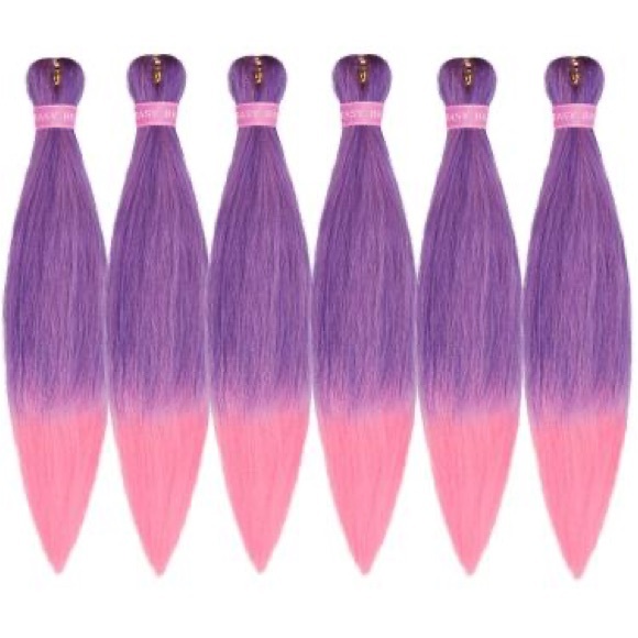 MSBELLE Braiding Pink Purple Braiding Hair 6 Pack Hair Pre stretched - Picture 2 of 8